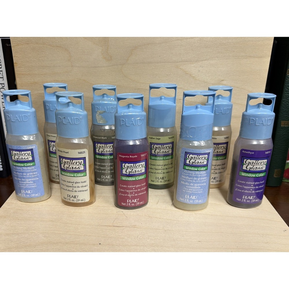 Gallery Glass Window Paint  Lot-9 Bottles 2 oz Bottles NEW SEALED NOS 1996
